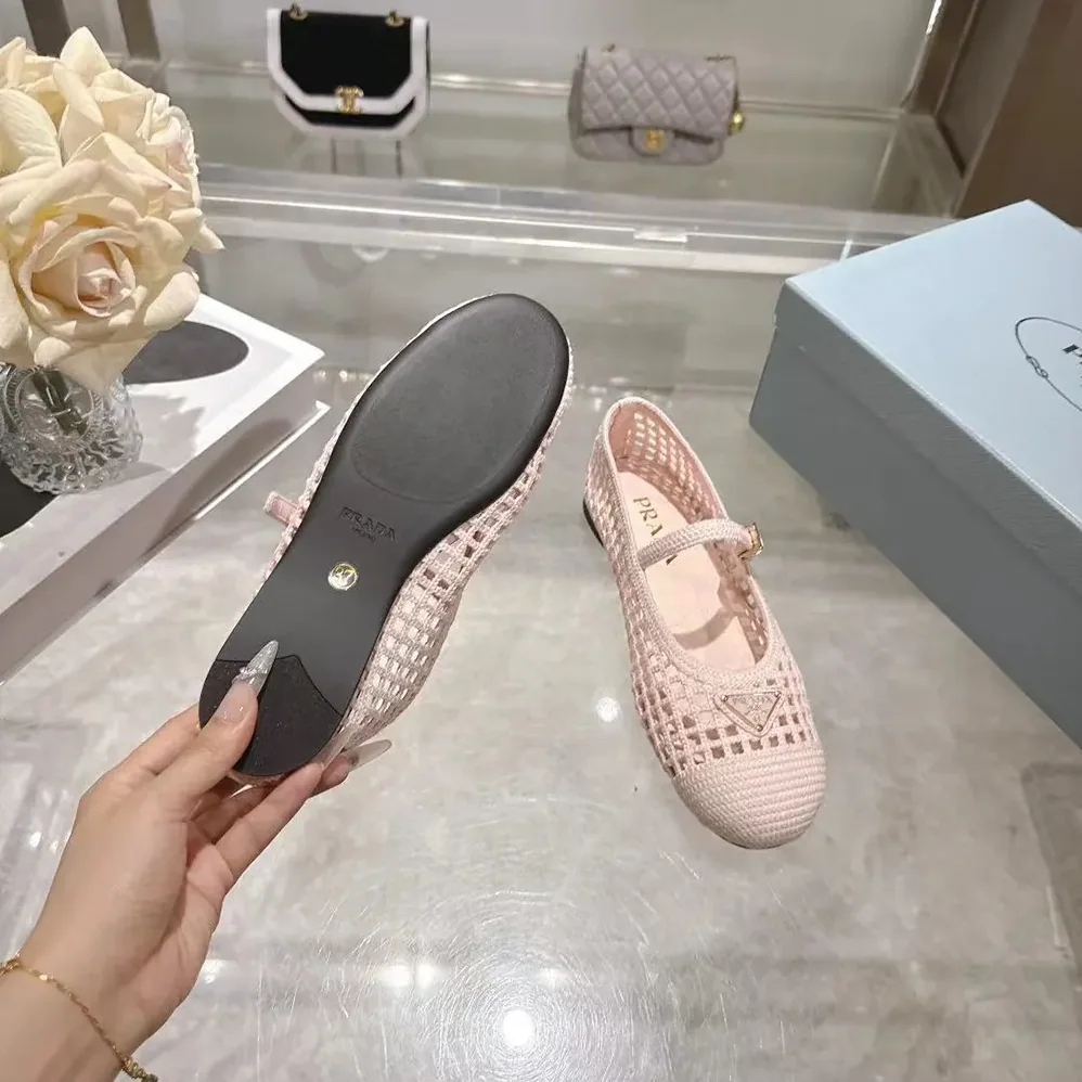 Prada Crochet Ballerinas for Women in Orchid Pink