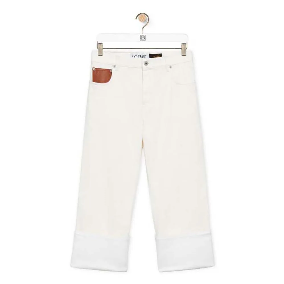 Loewe Fisherman Turn up Jeans in Denim for Women in White Loewe Fisherman Turn up Jeans in Denim for Women in White