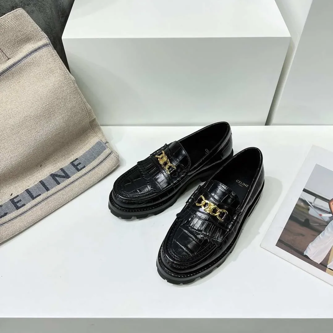 Celine Margaret Loafer With Triomphe Black Celine Margaret Loafer With Triomphe Black