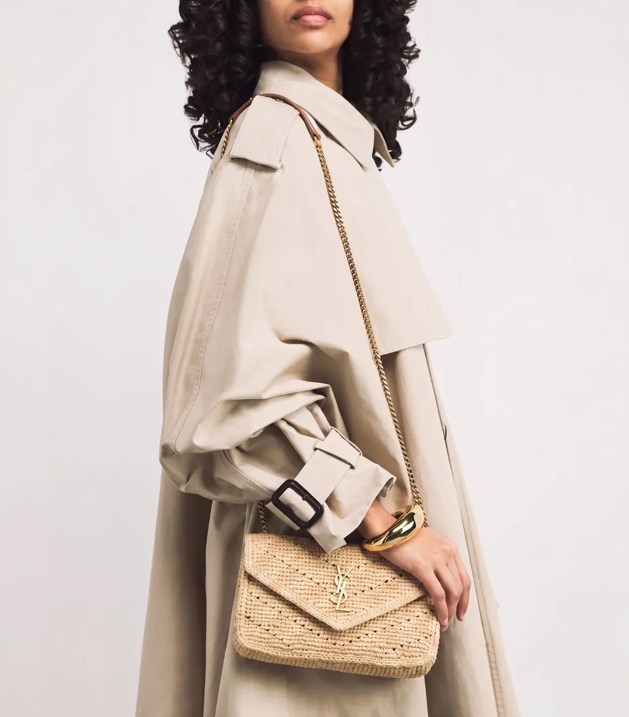 Saint Laurent Loulou Small Shoulder Bag in Beige Raffia Gold Hardware Saint Laurent Loulou Small Shoulder Bag in Beige Raffia Gold Hardware