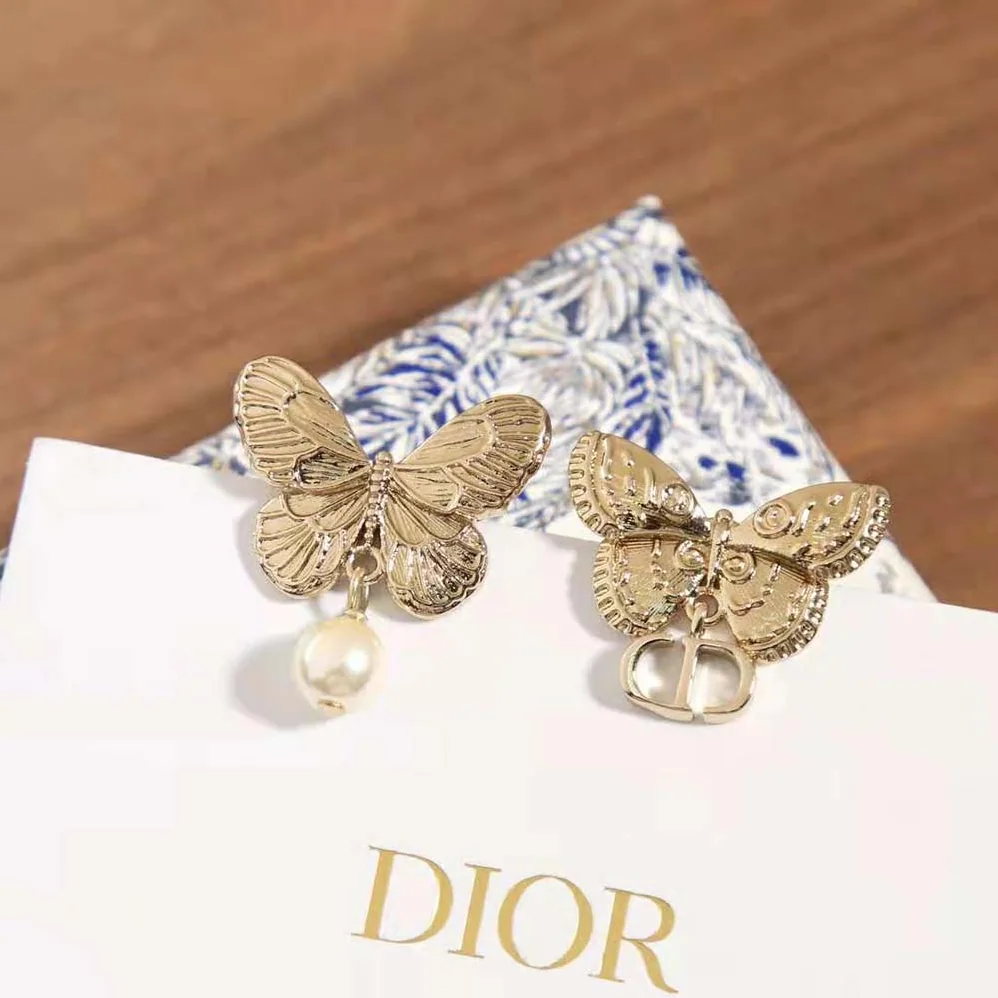 Dior Métamorphose Earrings Matte Gold-Finish Metal with White Resin Pearl for Women