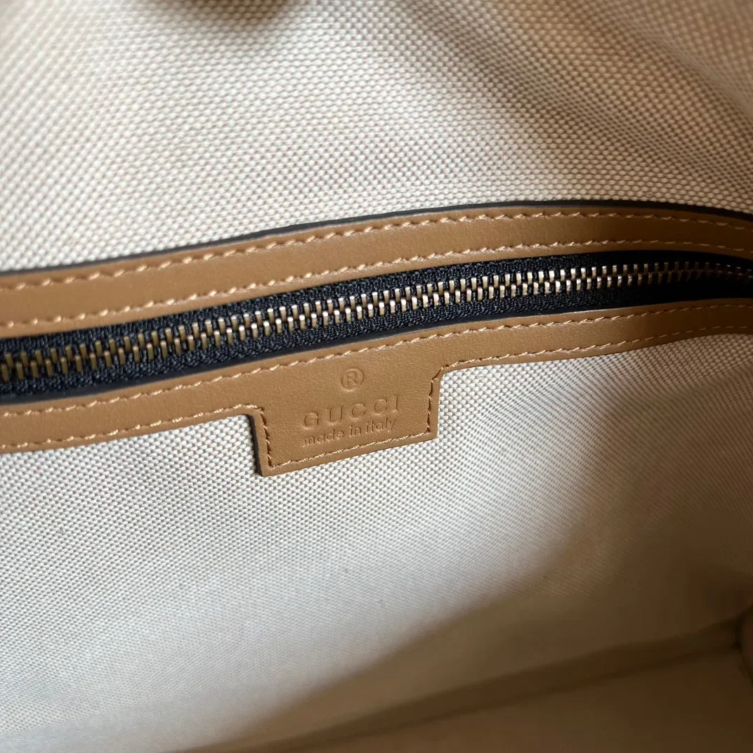 Large Bauletto Top Handle Bag With Double G White in Brown / Large Bauletto Top Handle Bag With Double G White in Brown /