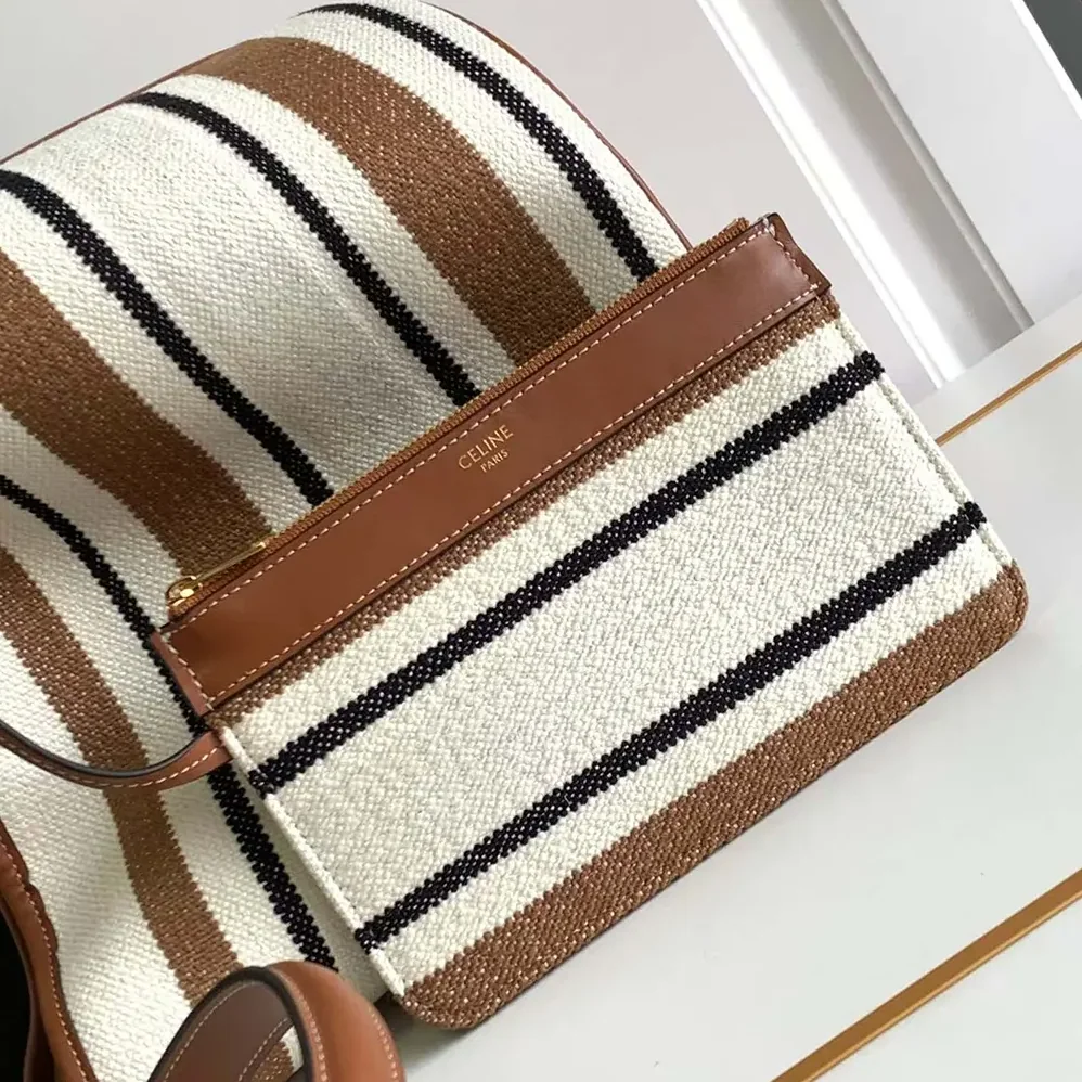 Celine Bucket 16 Bag in Striped Textile with Celine Jacquard for Women Celine Bucket 16 Bag in Striped Textile with Celine Jacquard for Women