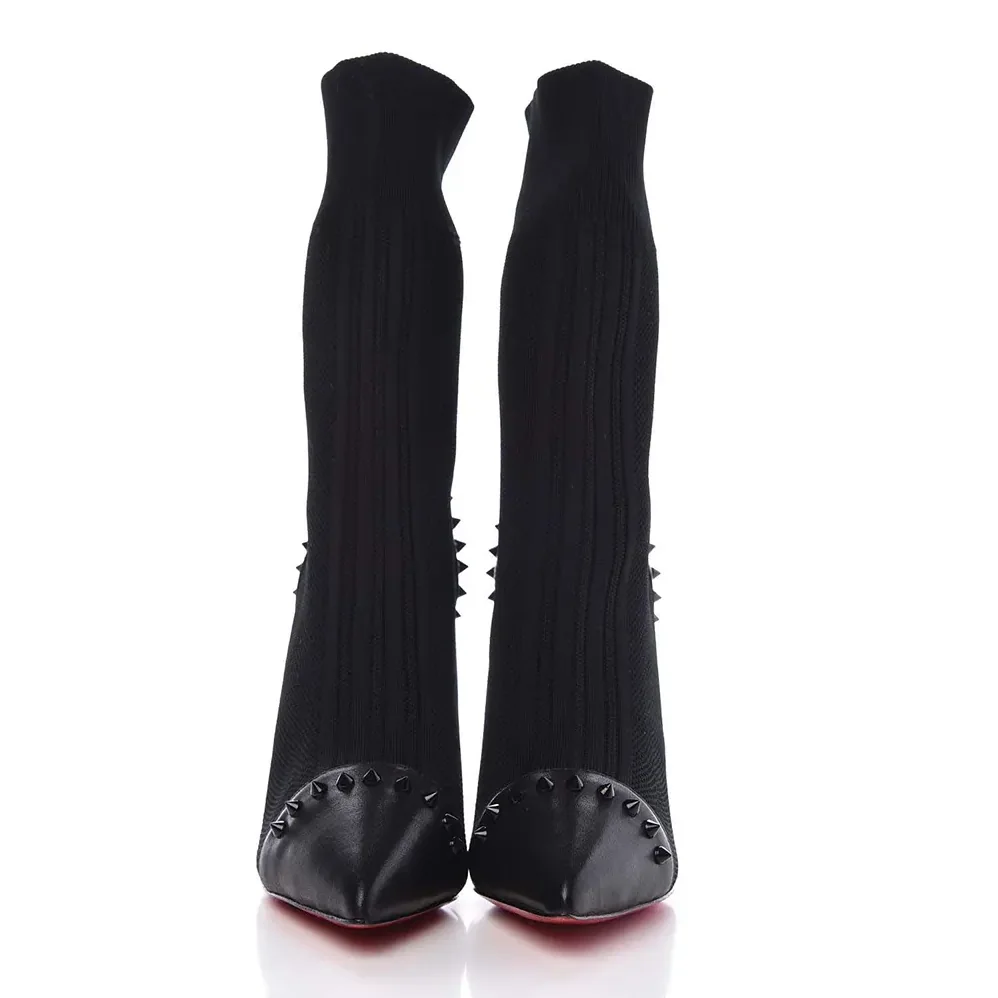 Christian Louboutin Nappa Knit Dovi Dova 100 Ankle Boots for Women in Black Christian Louboutin Nappa Knit Dovi Dova 100 Ankle Boots for Women in Black