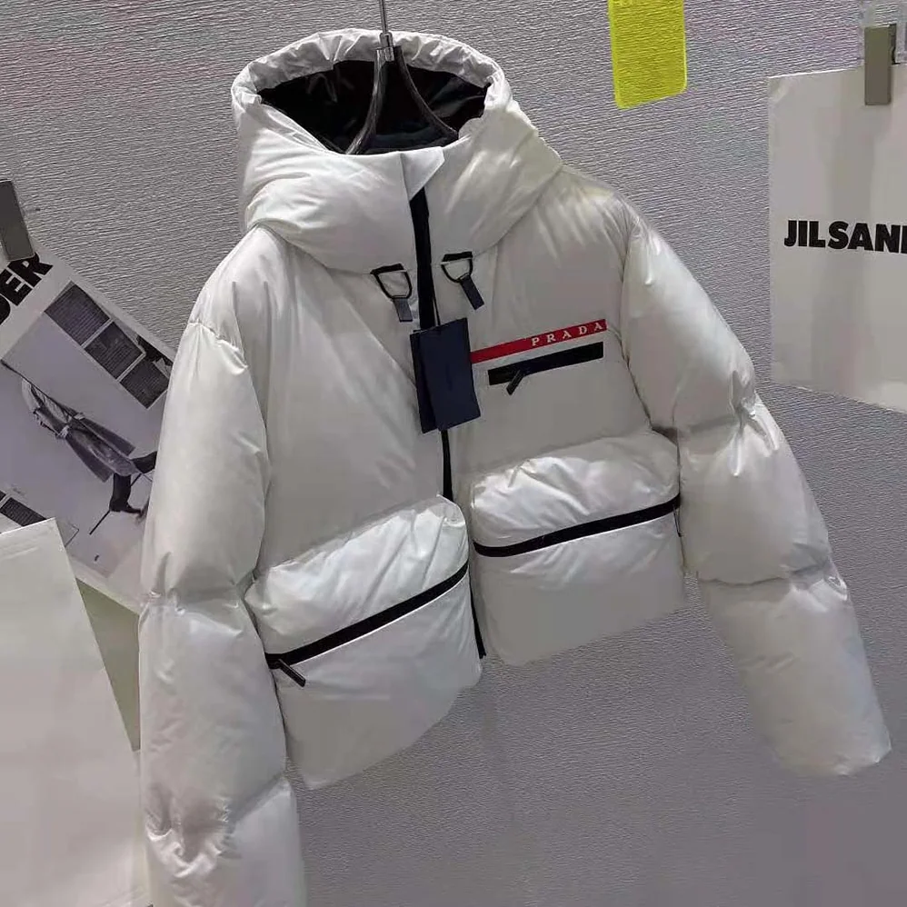 Prada Light Polyester Puffer Jacket for Women in White Prada Light Polyester Puffer Jacket for Women in White