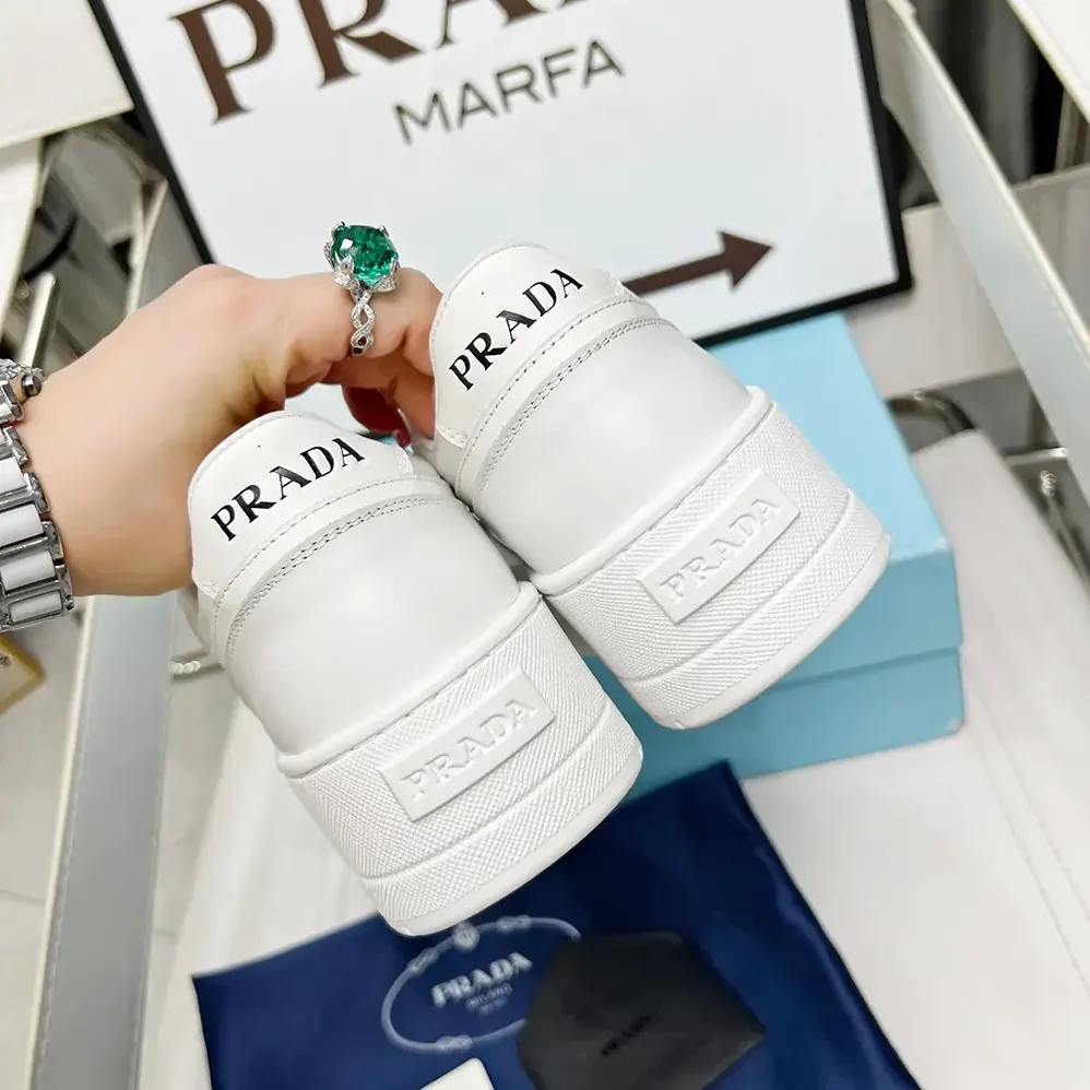 Prada Downtown Bold Leather Sneakers for Women