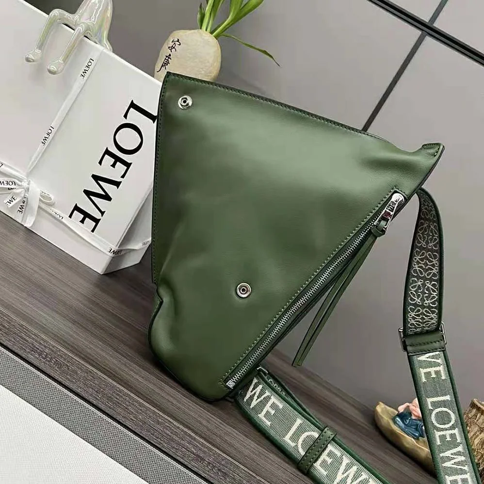 Loewe Anton Sling in Supple Smooth Calf and Jacquard for Men in Green Loewe Anton Sling in Supple Smooth Calf and Jacquard for Men in Green