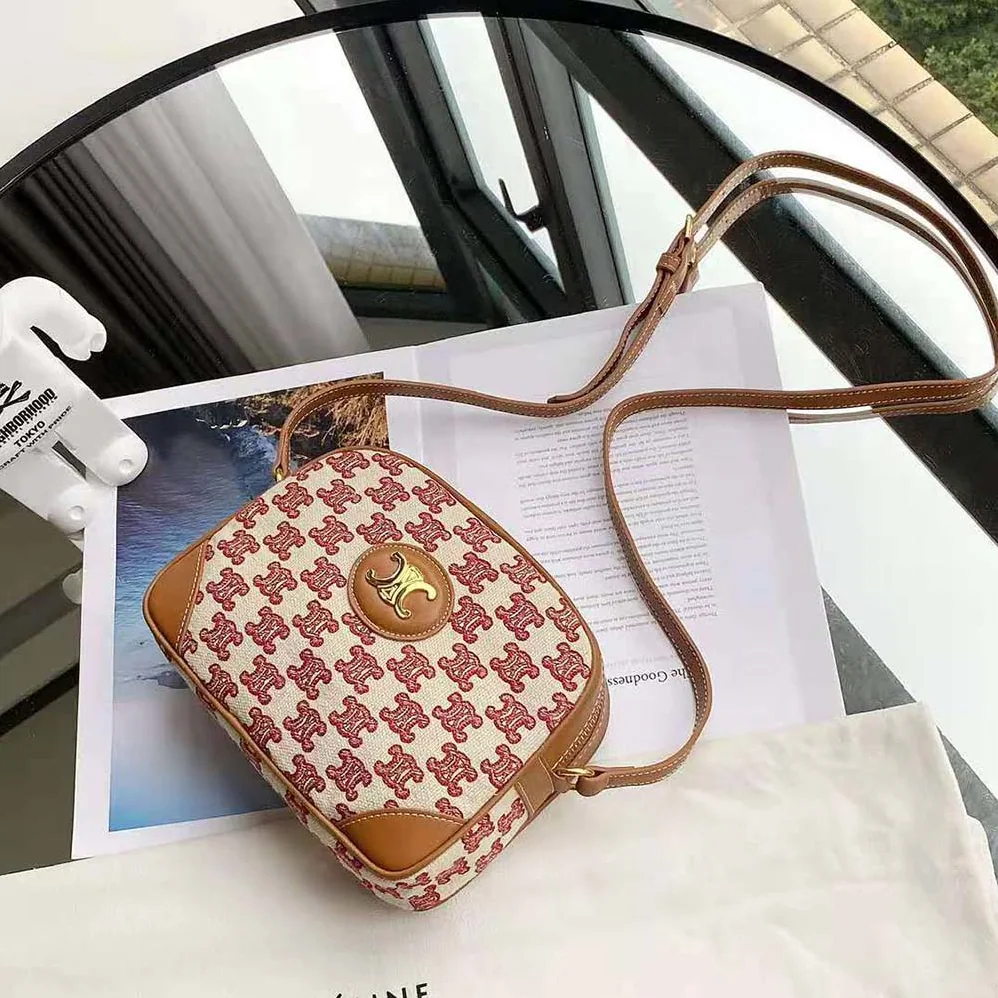 Celine Camera Bag in Textile with Triomphe Embroidery for Women