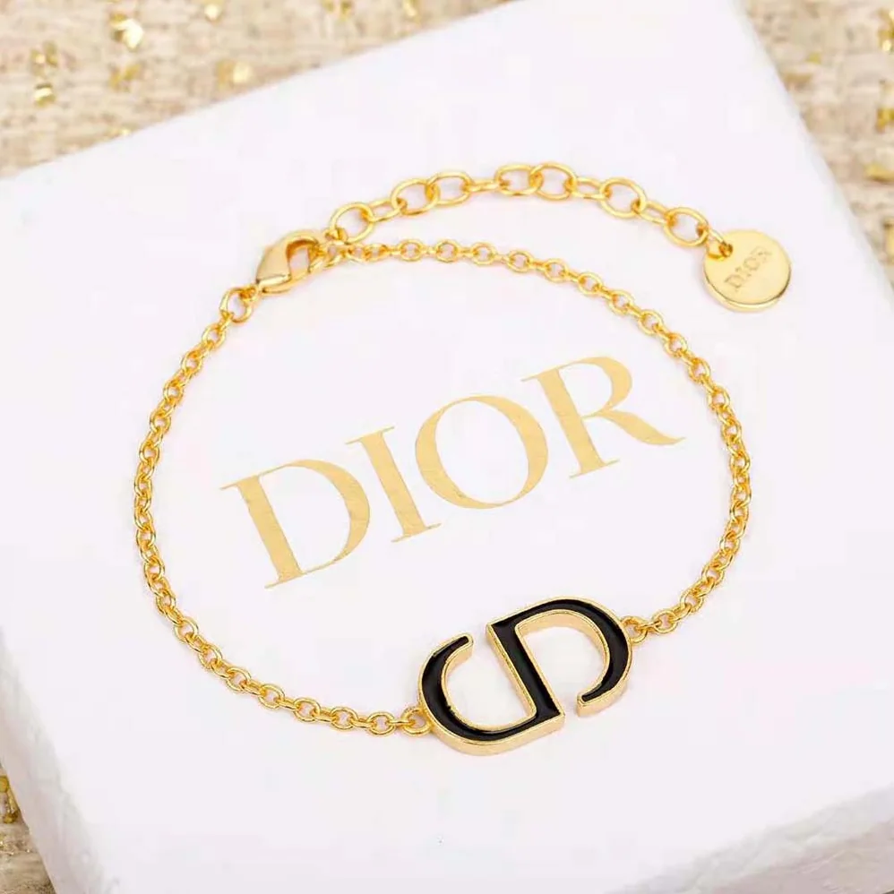 Dior Petit CD Bracelet Gold-Finish Metal and Black Lacquer for Women Dior Petit CD Bracelet Gold-Finish Metal and Black Lacquer for Women