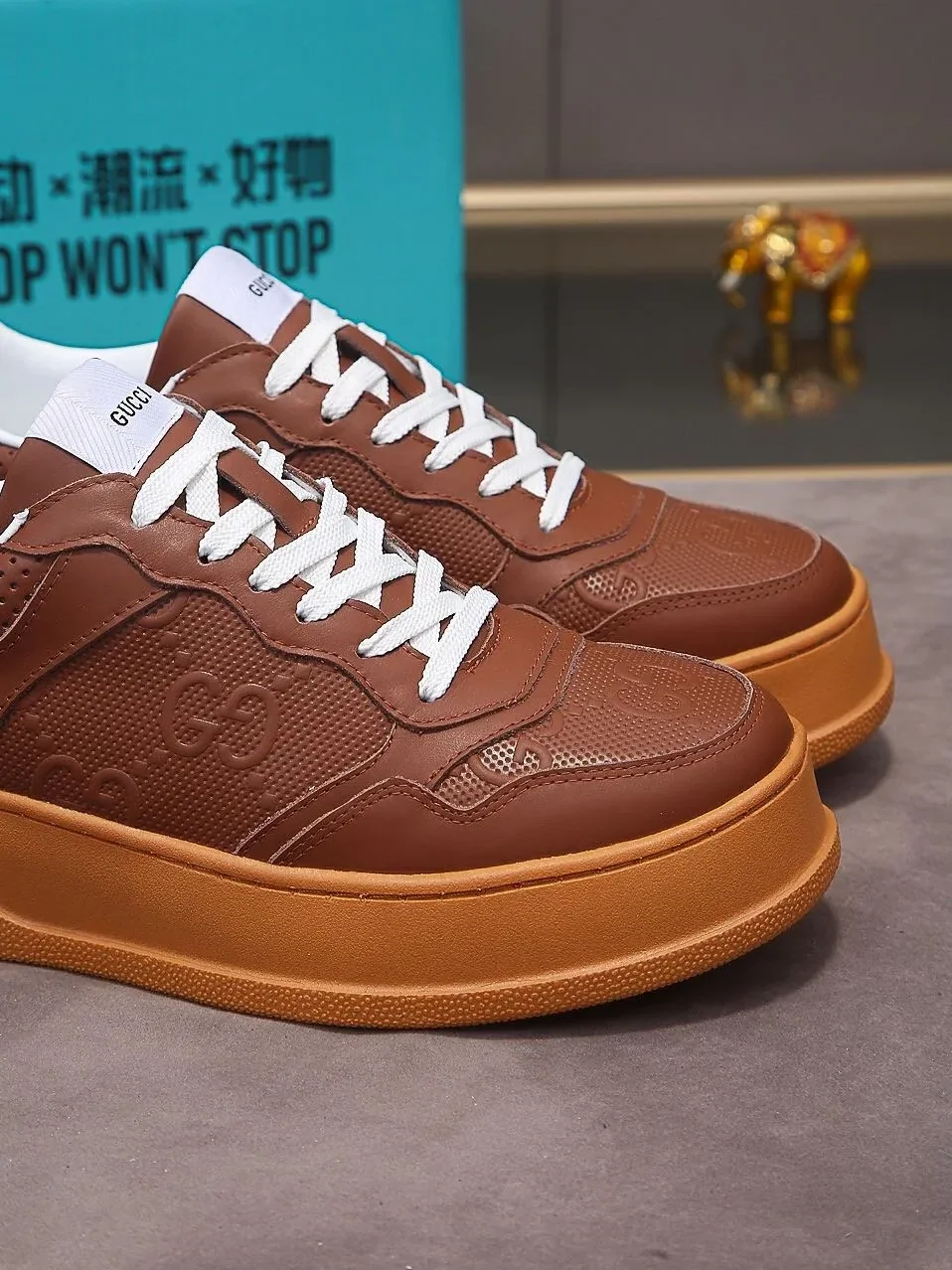 Gucci GG Embossed Sneaker Brown for Men