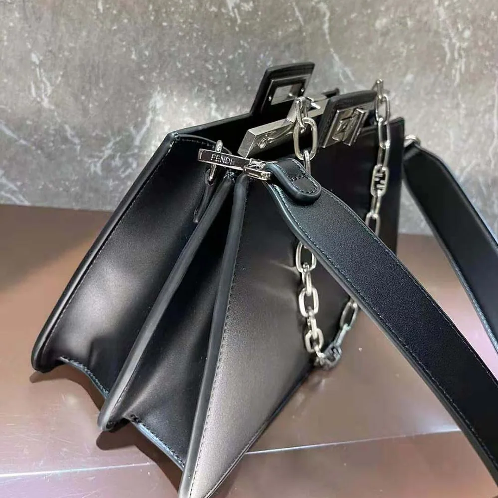 Fendi Peekaboo Cut Medium Black Leather Bag for Women Fendi Peekaboo Cut Medium Black Leather Bag for Women