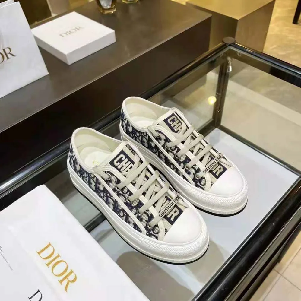 Dior Walk'N'Dior Platform Sneaker Deep Blue Dior Oblique Embroidered Cotton for Women