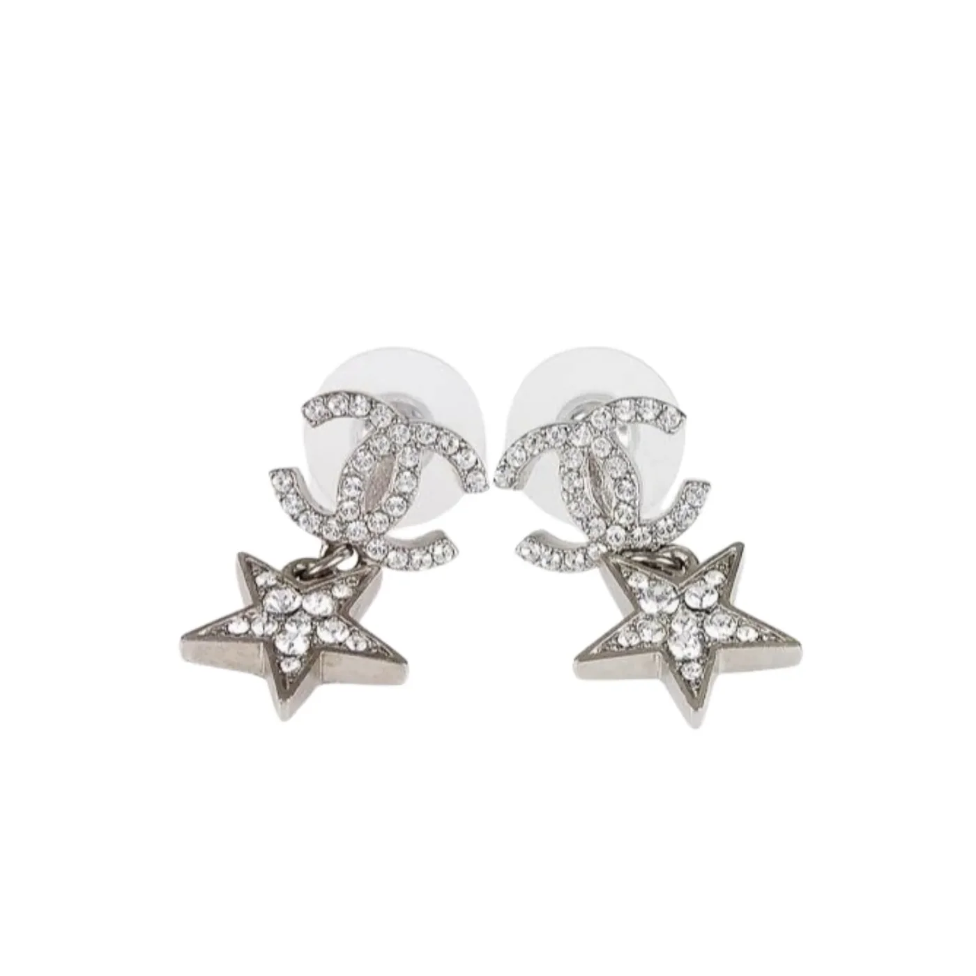 Chanel CC Star Earrings Silver Chanel CC Star Earrings Silver