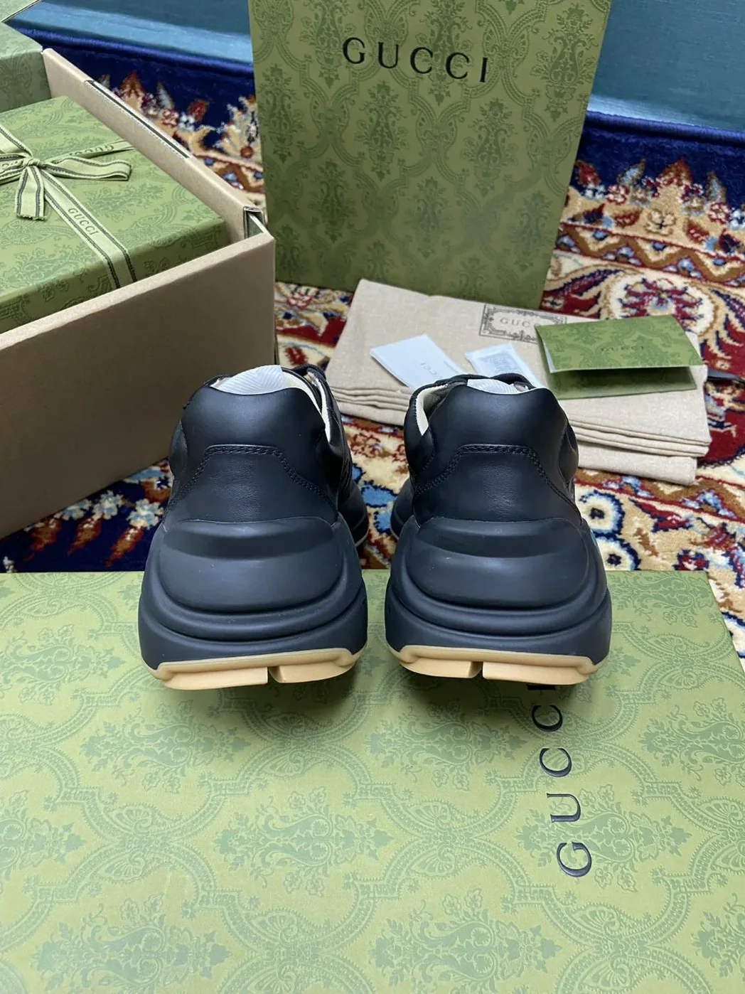 Gucci Rhyton Sneakers With Iridescent Logo Black for Men Gucci Rhyton Sneakers With Iridescent Logo Black for Men