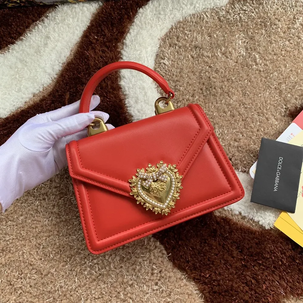 Dolce Gabbana D&G Medium Smooth Calfskin Devotion Bag for Women in Red