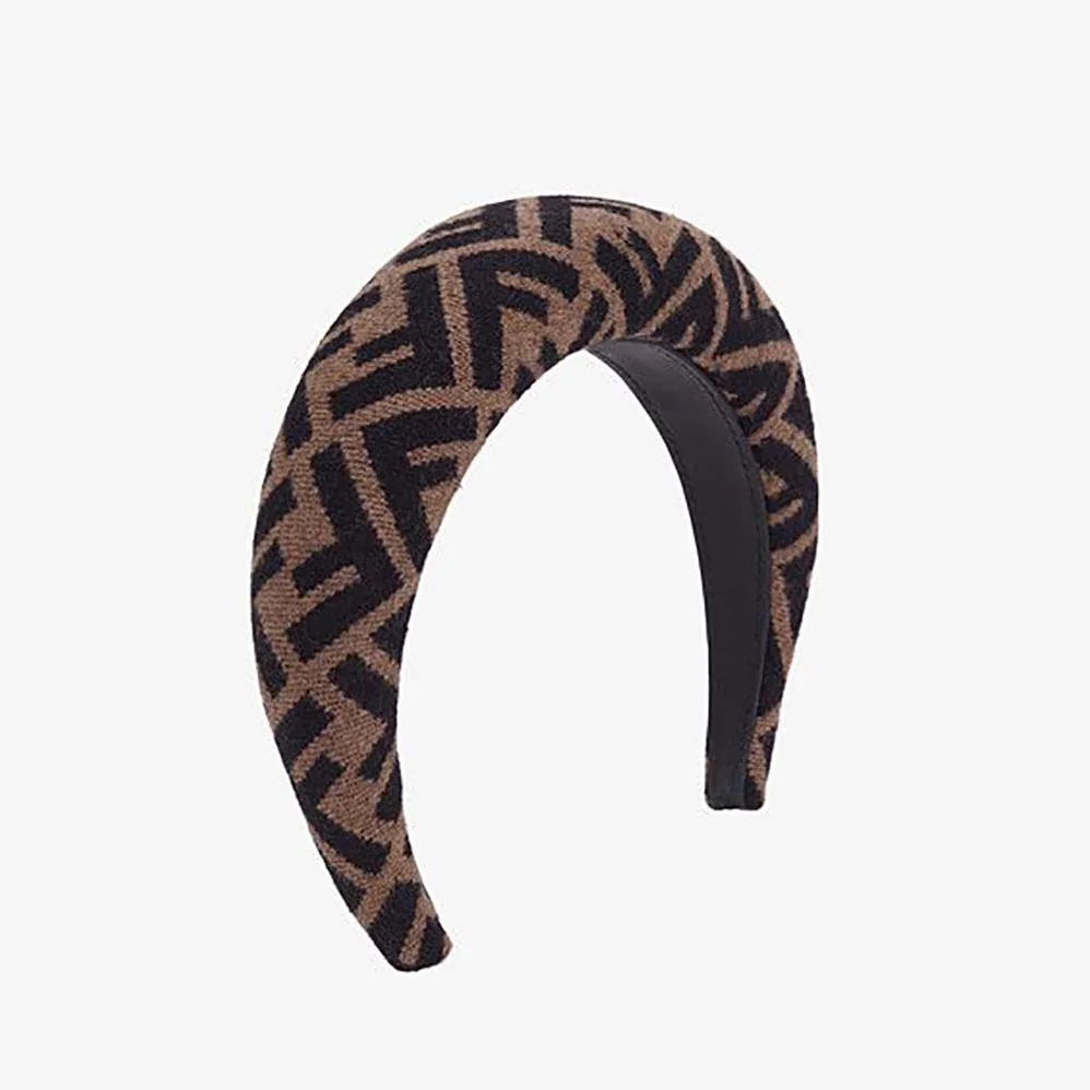 Fendi Headband in Brown Wool Cashmere and Silk for Women