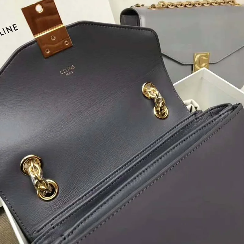 Celine Medium C Bag in Shiny Calfskin for Women in Silver