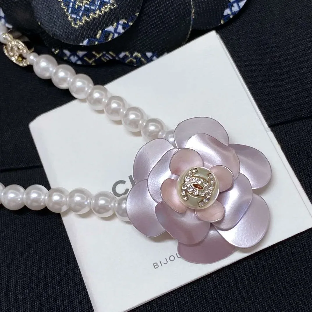 Chanel Flower Necklace White