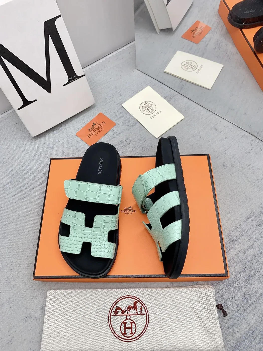 Hermes Chypre Sandal Jade Green Hermes Chypre Sandal Jade Green