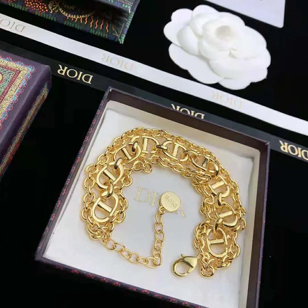 Dior CD Navy Bracelet Gold for Women in Finish Metal