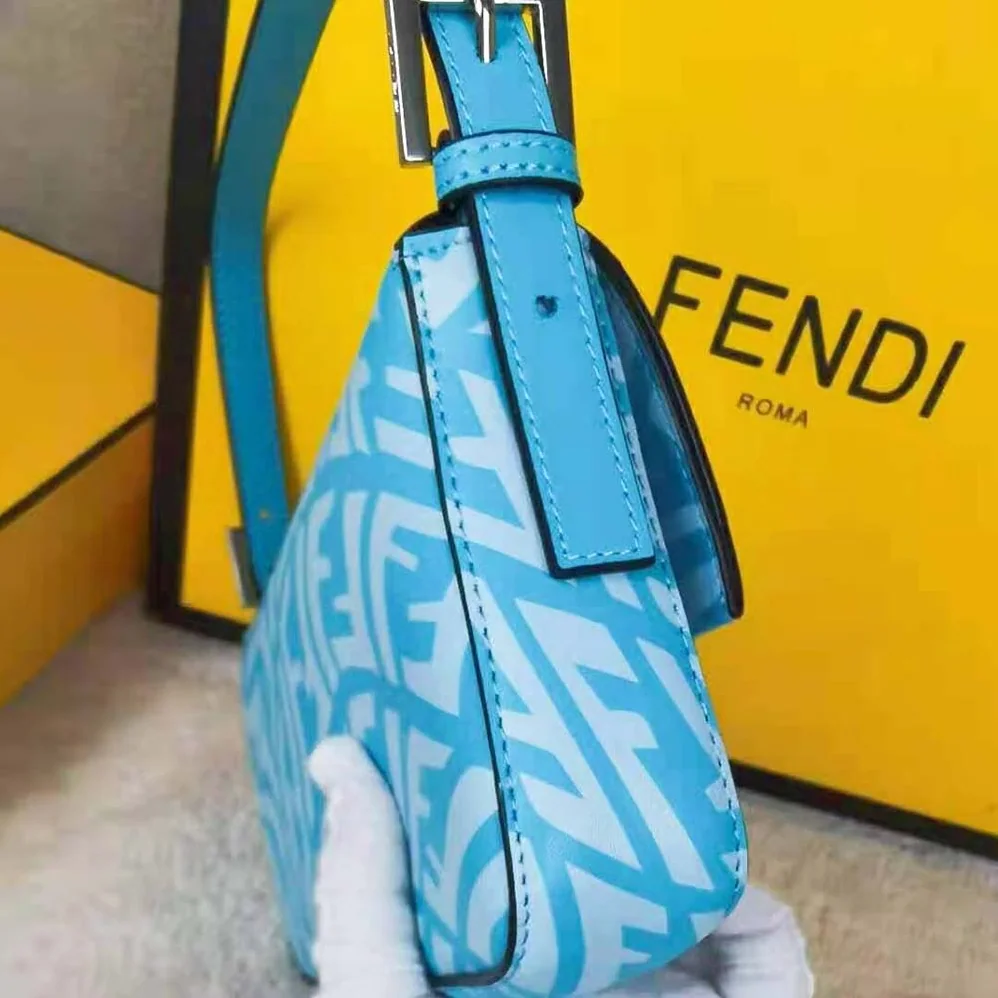 Fendi Baguette 1997 Blue Glazed Canvas Bag for Women