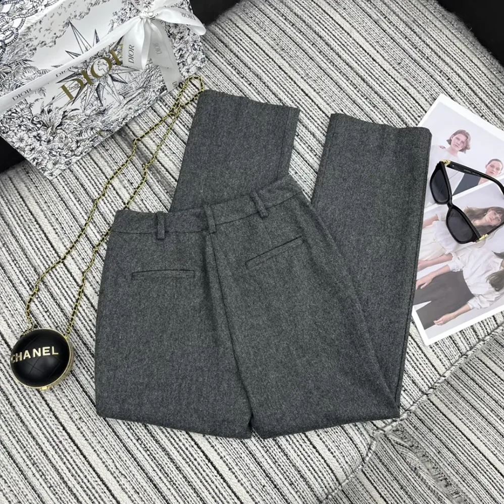 Dior Pants Gray Virgin Wool Tweed for Women Dior Pants Gray Virgin Wool Tweed for Women
