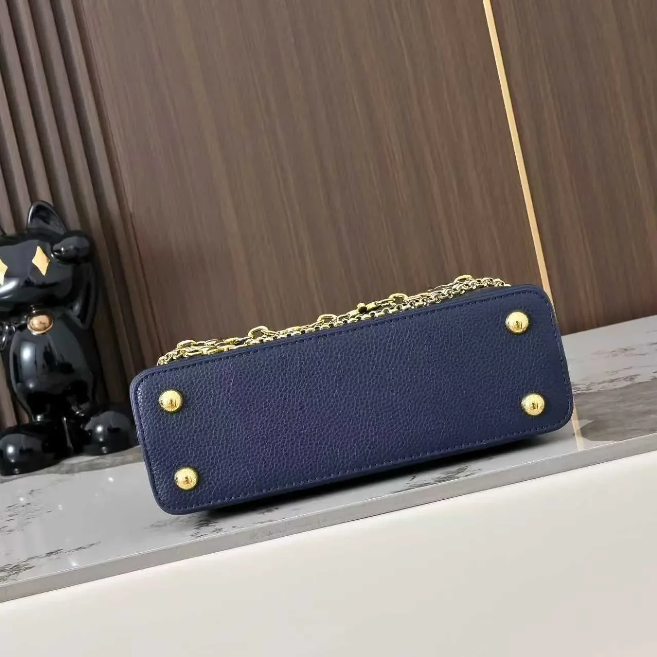 Louis Vuitton Capucines BB Top Handle Bag / Navy Blue Silver/ Gold Hardware Louis Vuitton Capucines BB Top Handle Bag / Navy Blue Silver/ Gold Hardware