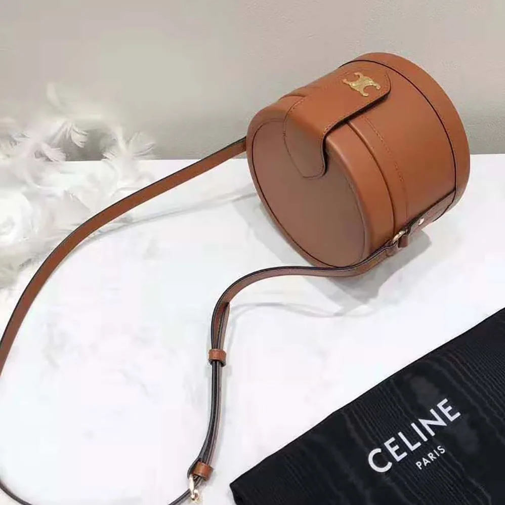 Celine Medium Tambour Bag in Smooth Calfskin for Women in Brown
