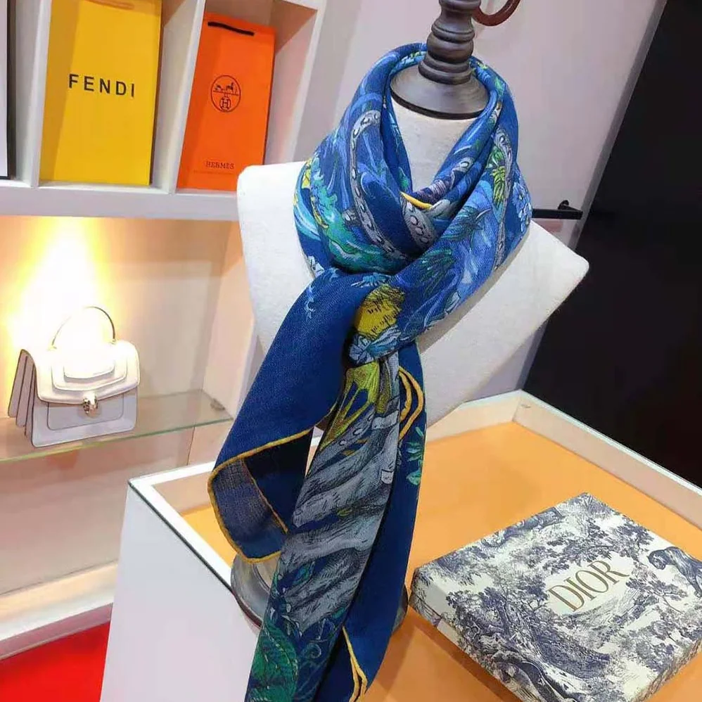 Dior Etoile De Voyage 90 Square Scarf Deep Blue Multicolor Silk Twill for Women