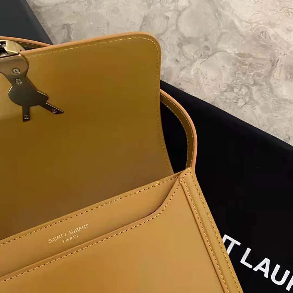 Saint Laurent YSL Solferino Small Satchel in Box Saint Laurent Leather for Women in Yellow Saint Laurent YSL Solferino Small Satchel in Box Saint Laurent Leather for Women in Yellow