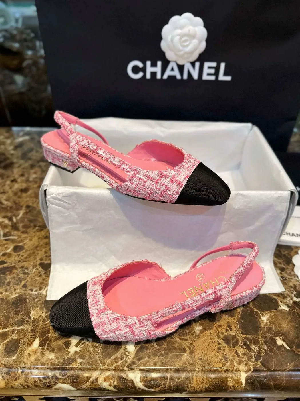 Chanel Woolen Lat Lace Up Sandals Pink Chanel Woolen Lat Lace Up Sandals Pink