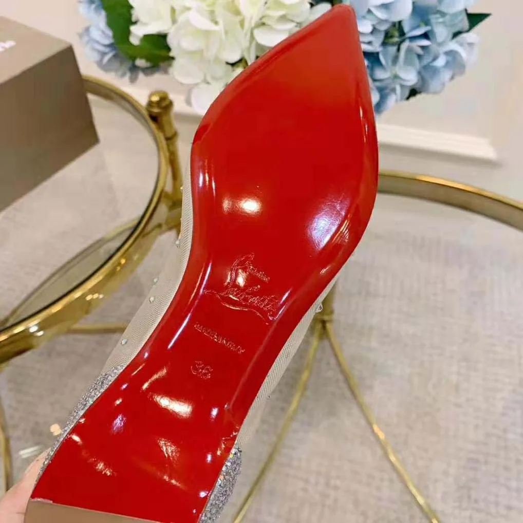 Christian Louboutin Evening Flats Shoes Follies Strass for Women in Gold