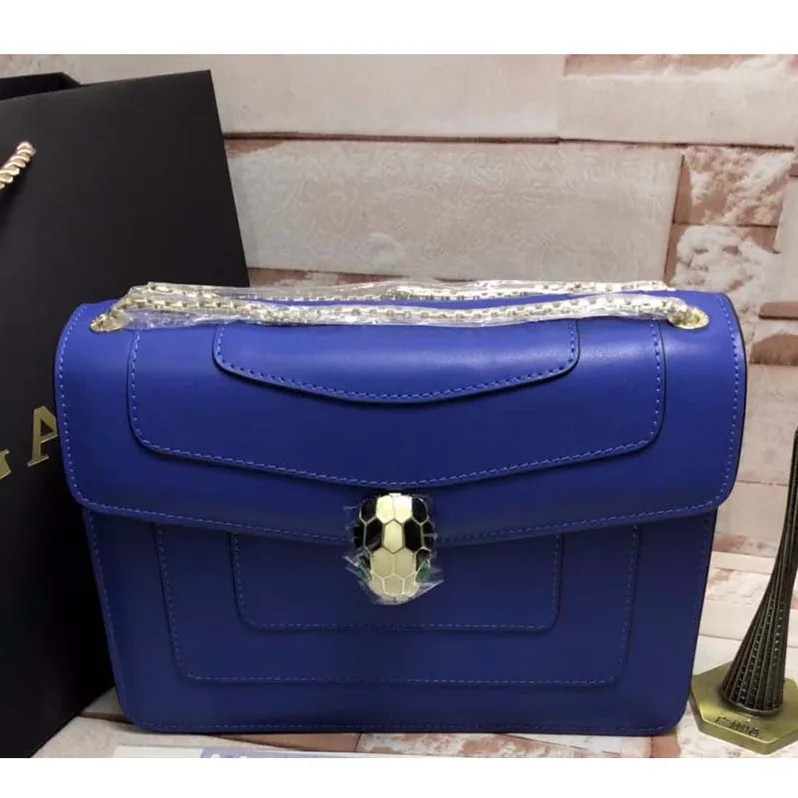 Bvlgari Serpenti Forever Medium Flap Cover Chain Bag Calfskin in Navy Bvlgari Serpenti Forever Medium Flap Cover Chain Bag Calfskin in Navy