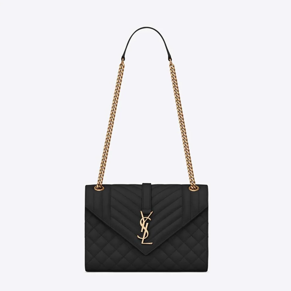 Saint Laurent YSL Envelope Medium Bag Grain De Poudre Embossed for Women