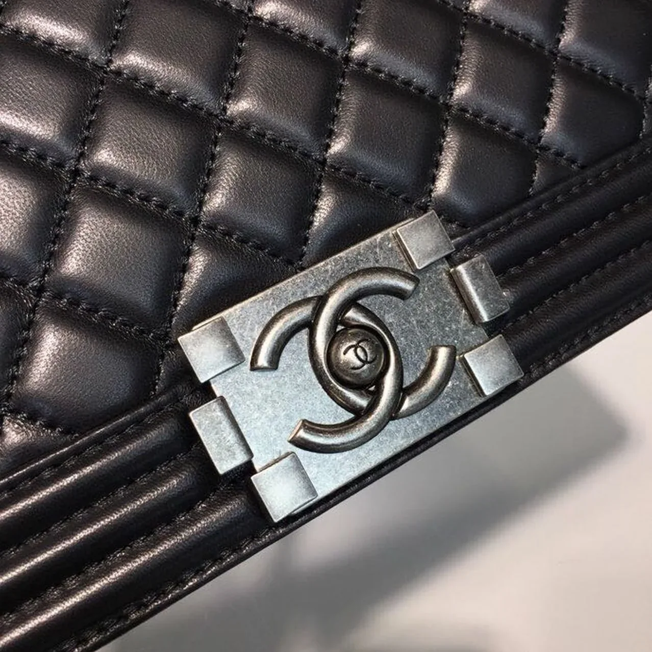 Chanel Boy Medium Crossbody Bag in Black Silver Hardware Chanel Boy Medium Crossbody Bag in Black Silver Hardware