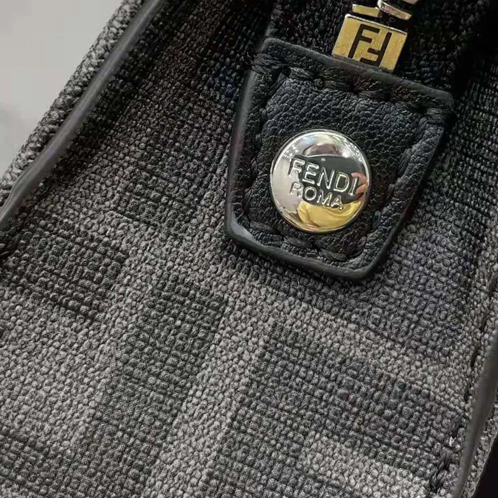 Fendi Clutch Pack Pouch in Black FF Fabric for Men
