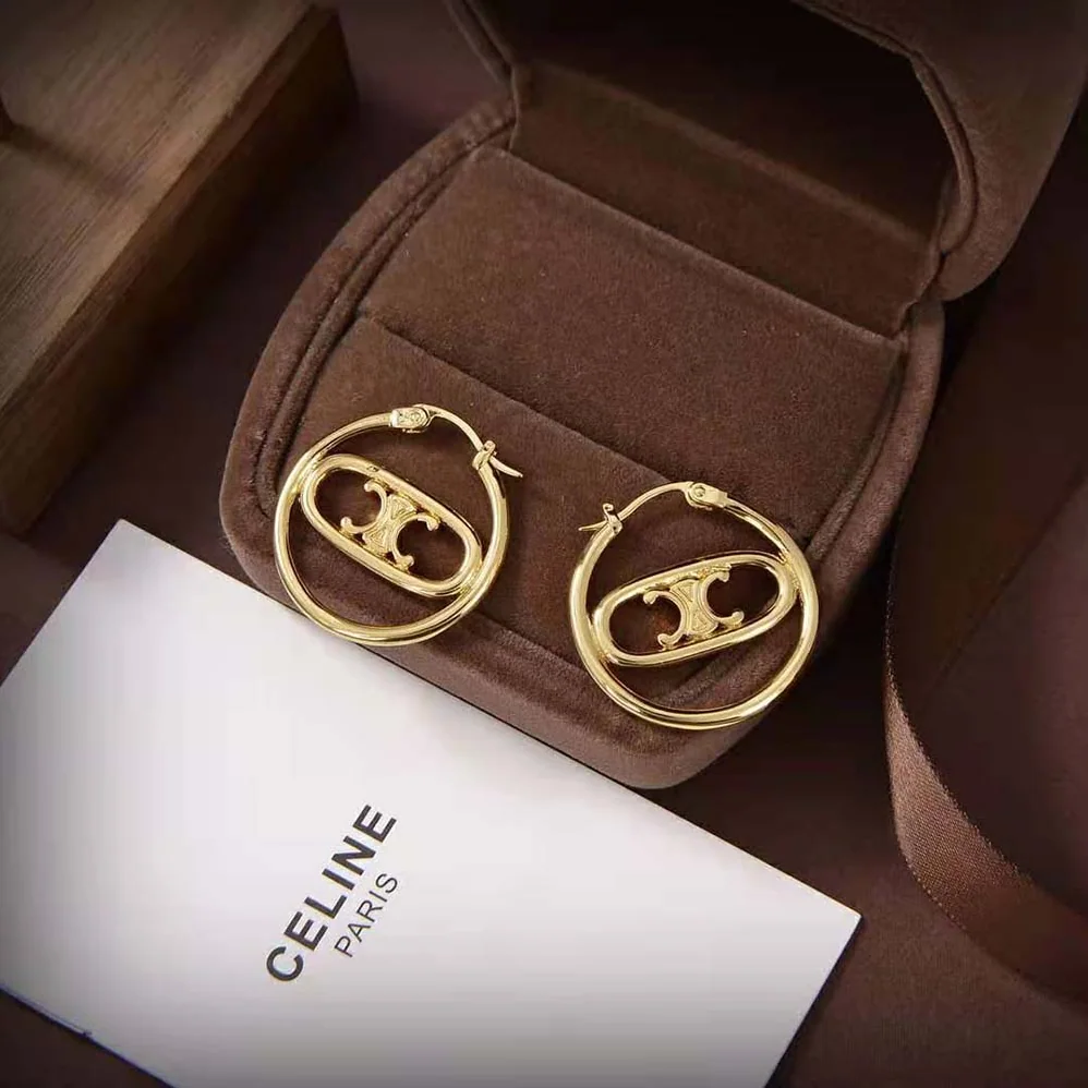 Celine Maillon Triomphe Bold Hoops in Brass with Gold Finish for Women Celine Maillon Triomphe Bold Hoops in Brass with Gold Finish for Women