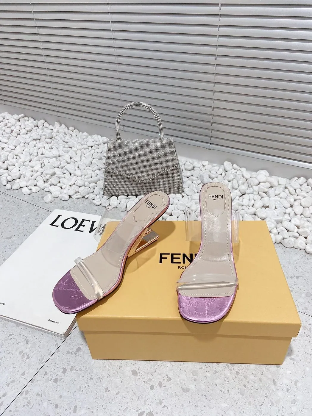 Fendi First Pink Transparent Medium in Heeled Sandals