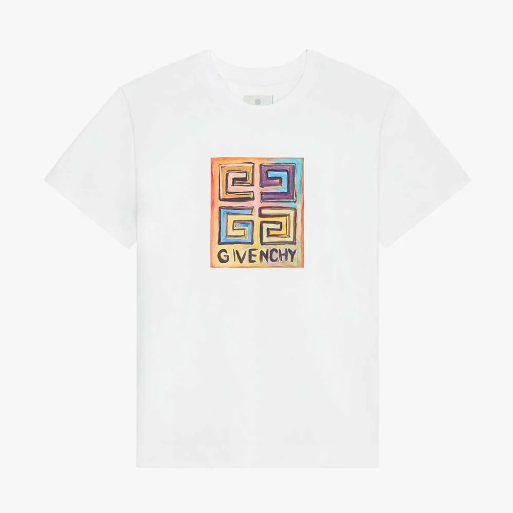 Givenchy Slim Fit T-shirt in Jersey with 4G Sun Print for Men in White Givenchy Slim Fit T-shirt in Jersey with 4G Sun Print for Men in White