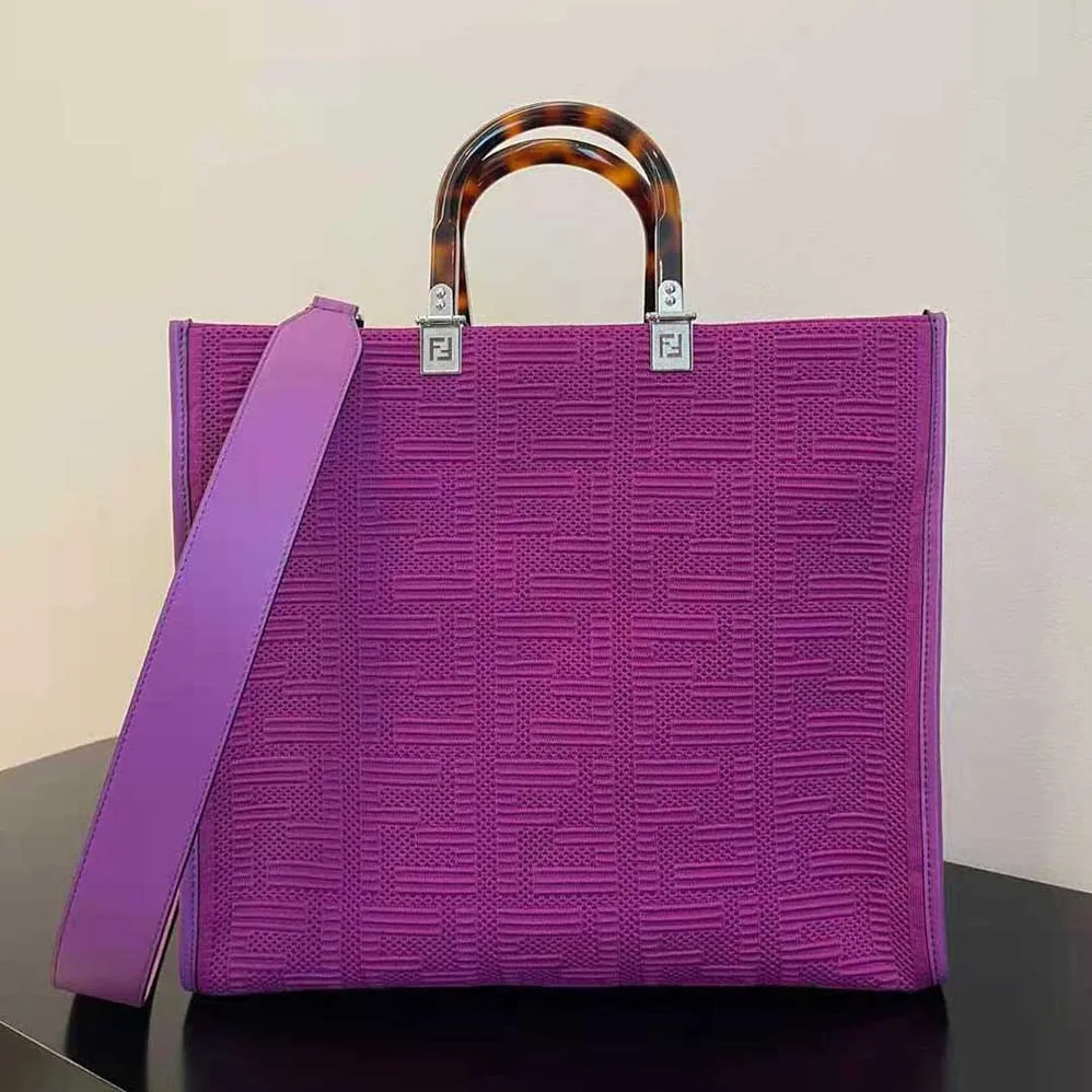 Fendi Sunshine Medium FF Fabric Shopper for Women in Purple Fendi Sunshine Medium FF Fabric Shopper for Women in Purple