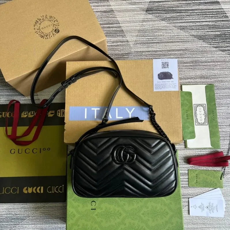 Gucci Marmont Matelasse Shoulder Bag in Black Matelasse Black Hardware Gucci Marmont Matelasse Shoulder Bag in Black Matelasse Black Hardware