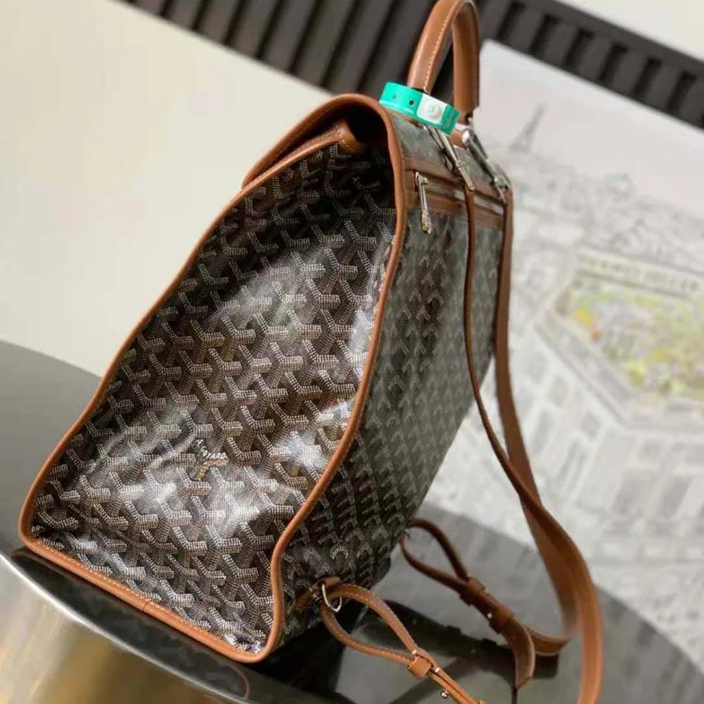 Goyard Saint Léger Backpack in Goyardine Canvas & Chevroches Calfskin for Women in Brown Goyard Saint Léger Backpack in Goyardine Canvas & Chevroches Calfskin for Women in Brown