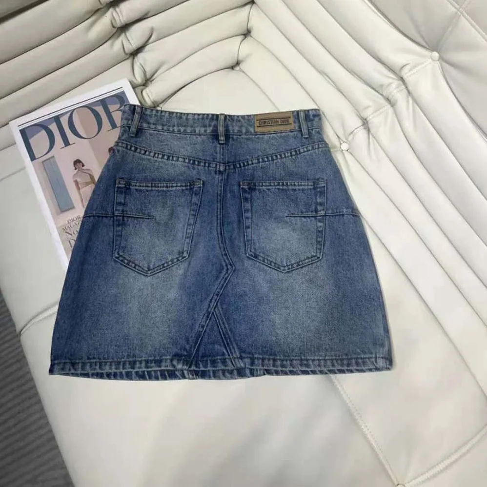 Dior Flared Miniskirt Blue Stonewashed Cotton Denim for Women Dior Flared Miniskirt Blue Stonewashed Cotton Denim for Women