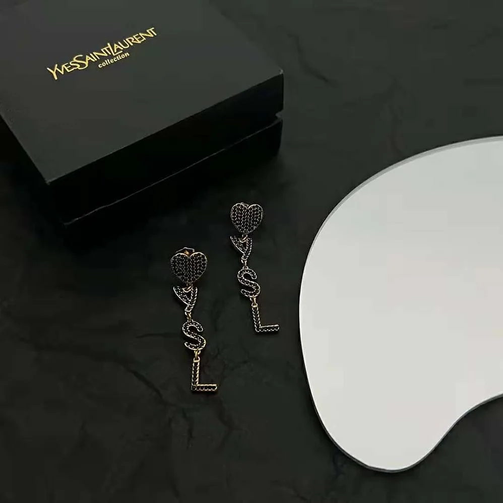 Saint Laurent YSL Opyum YSL Heart Earrings in Metal and Crystal for Women Saint Laurent YSL Opyum YSL Heart Earrings in Metal and Crystal for Women