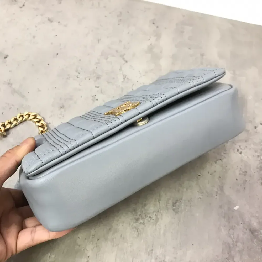 Burberry Small Quilted Lambskin Lola Bag for Women in Blue
