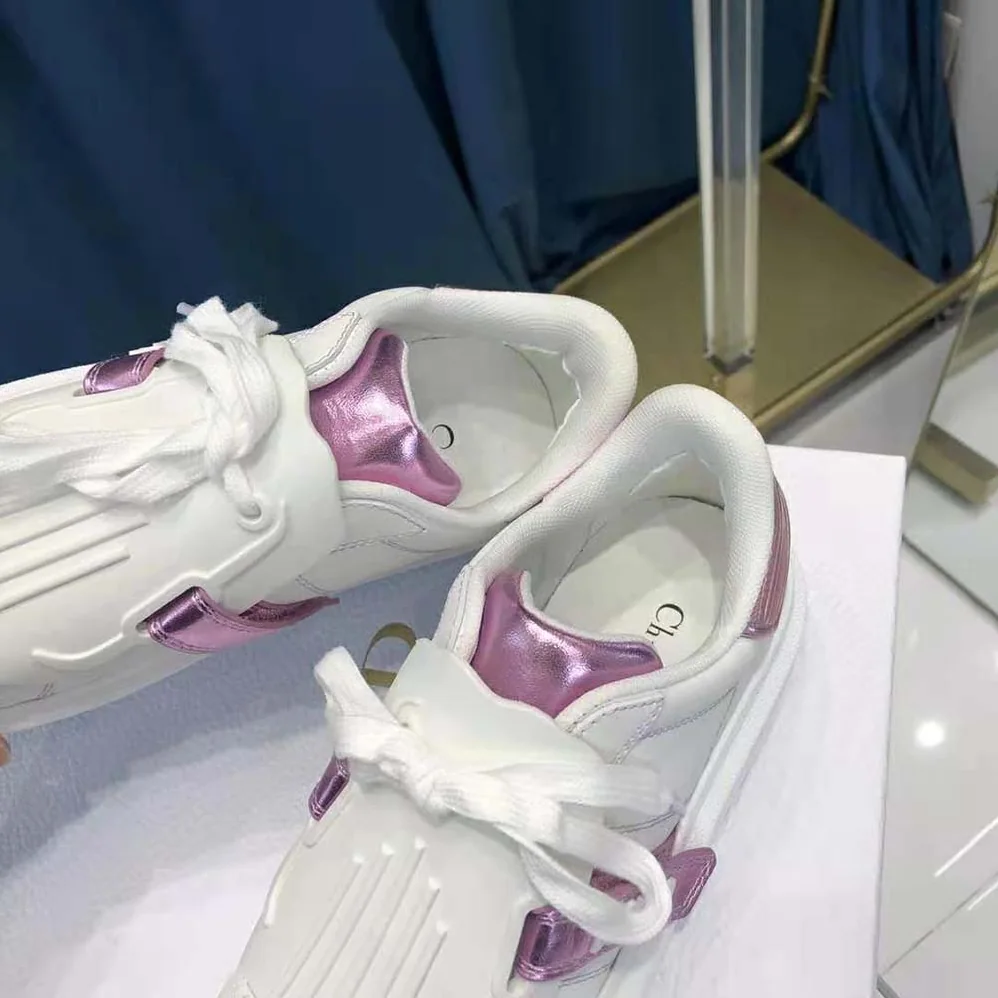 Dior Dior-id Sneaker White and Metallic Pink Calfskin for Women Dior Dior-id Sneaker White and Metallic Pink Calfskin for Women