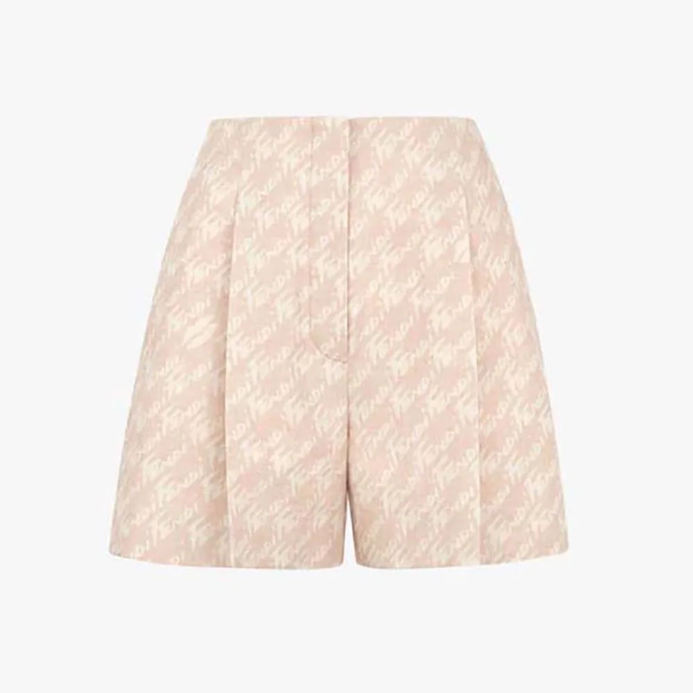Fendi Pink Chambray Shorts with Fitted Waist for Women