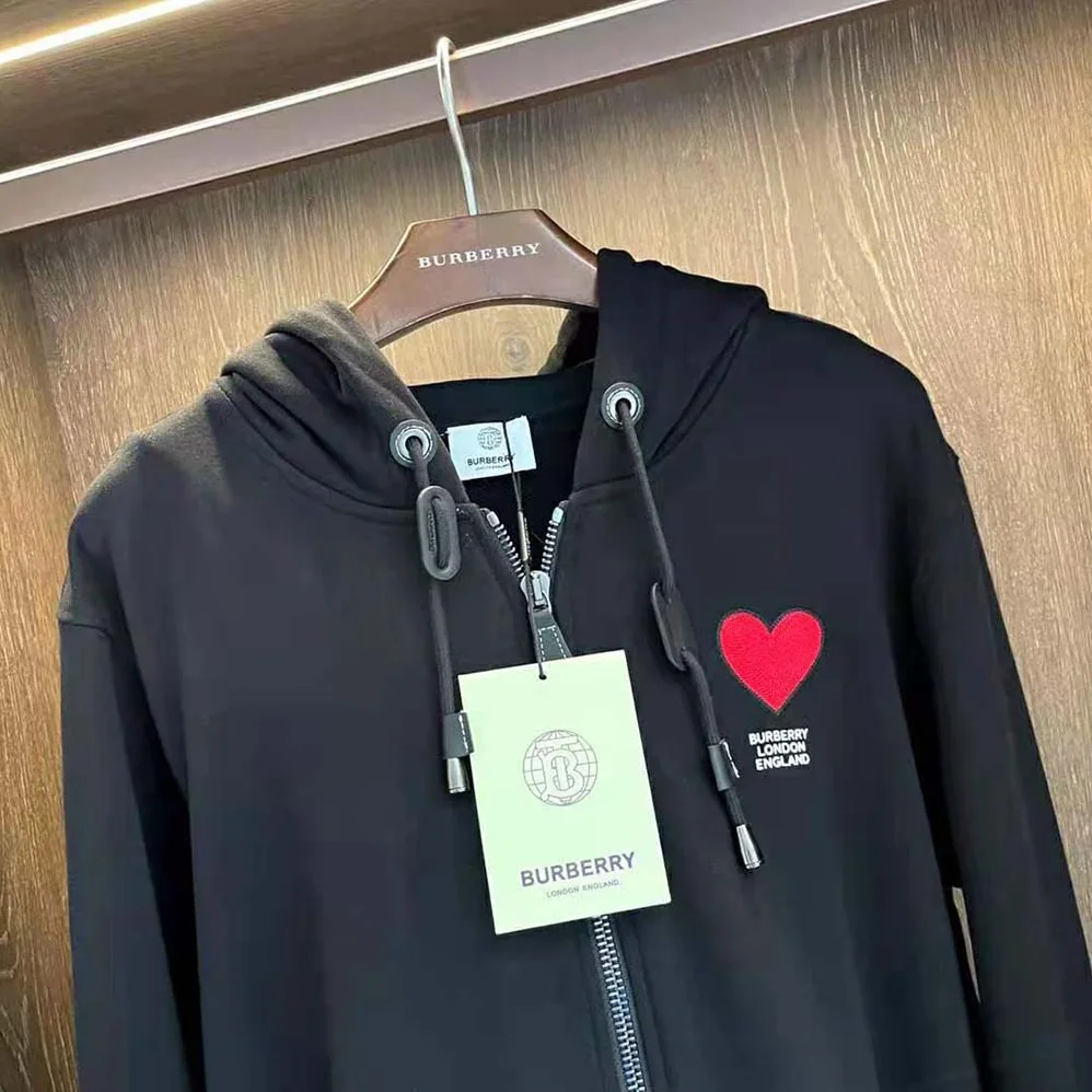 Burberry Heart Motif Cotton Hooded Top for Women in Black Burberry Heart Motif Cotton Hooded Top for Women in Black