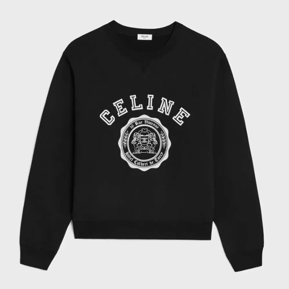 Celine Blason Loose Sweatshirt in Cotton Fleece for Men in Black Celine Blason Loose Sweatshirt in Cotton Fleece for Men in Black