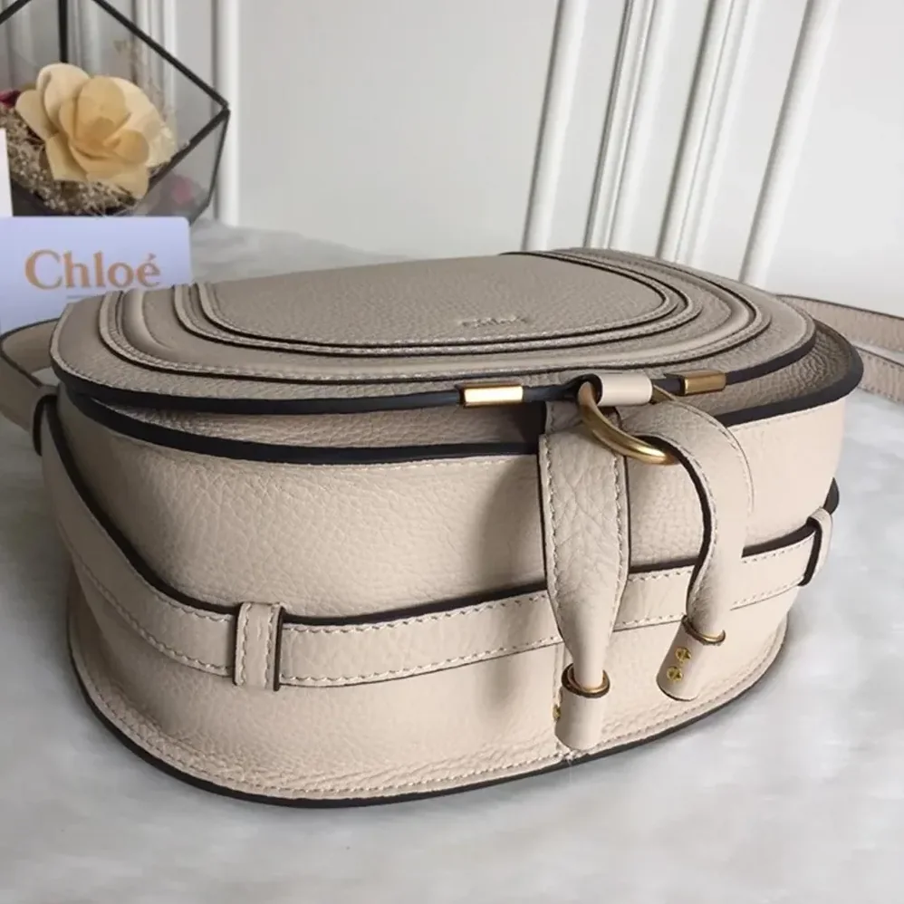 Chloe Marcie Small Saddle Bag for Women in Sandy